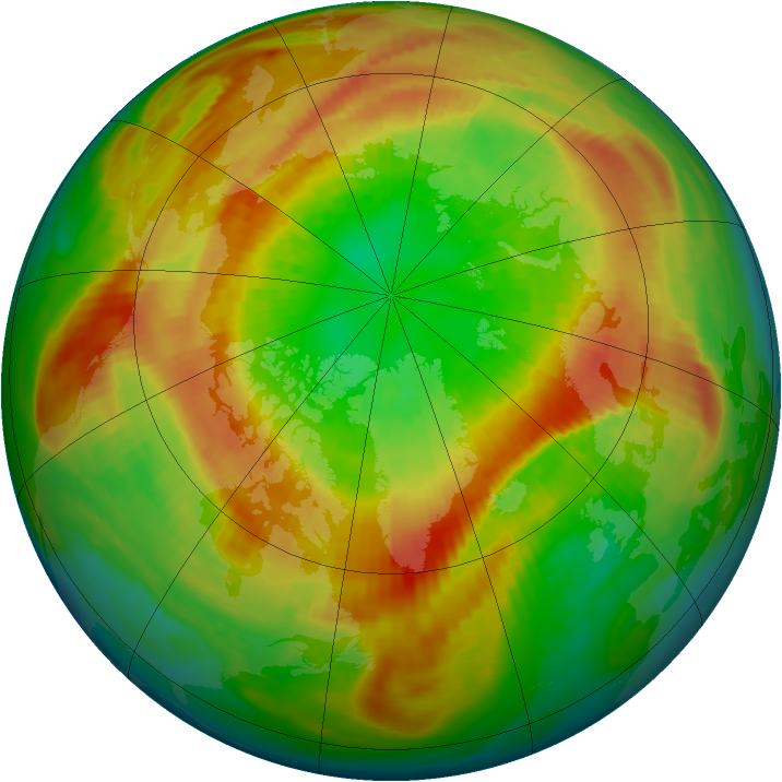Arctic ozone map for 10 March 1990